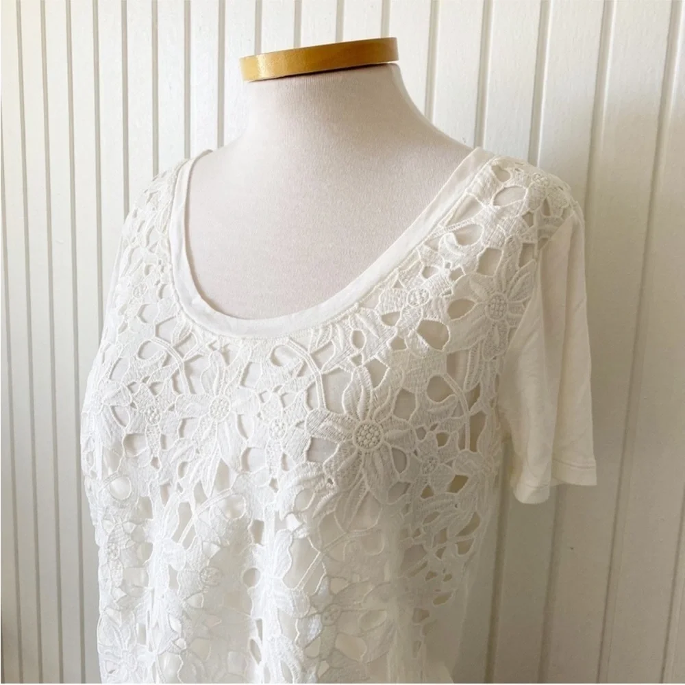 J. Crew White Cream Floral Lace Shirt Top Spring Summer Size Medium